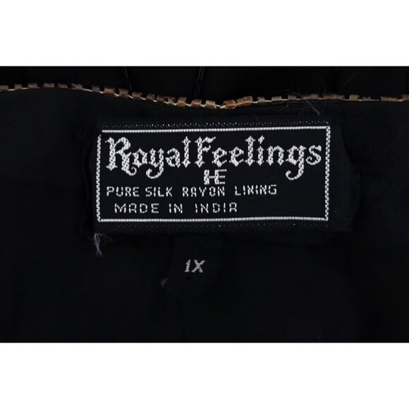 Vintage 80s 90s Royal Feelings 100% Silk Gold Beaded Sequined Jacket Size L/XL - Picture 10 of 10